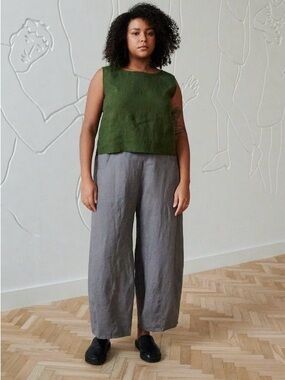 Linenfox barrel pants size S M grey